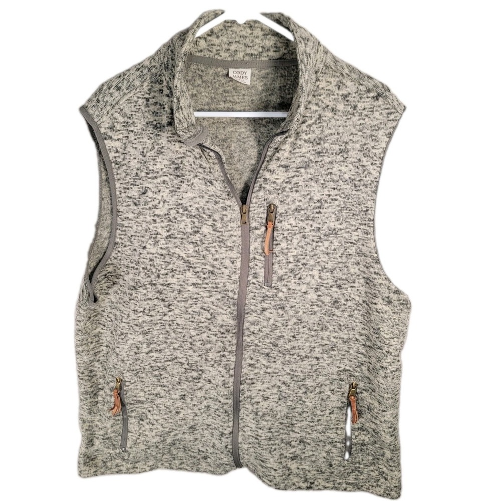 Cody James Sweater Fleece Vest XL Gray Heather Full Zip Western Ranch Layering